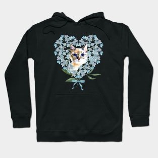 Cat & Forget Me Not Heart Hoodie